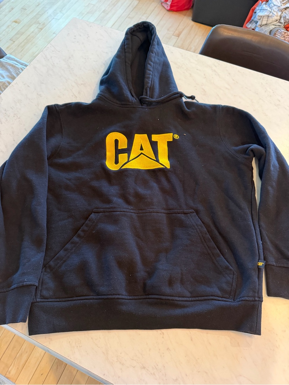 CAT Black Hoodie with Embroidery Yellow Logo - Women’s Hooded Sweatshirt Medium